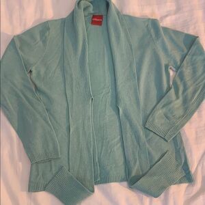 Olsen vintage sea foam green scarf neck no button cardigan merino/viscose EUC